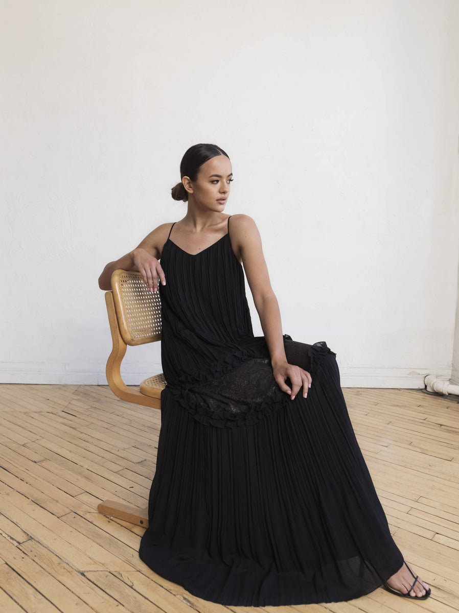 andmary Emily slit dress ブラック ANDMARY】Emily slit dress